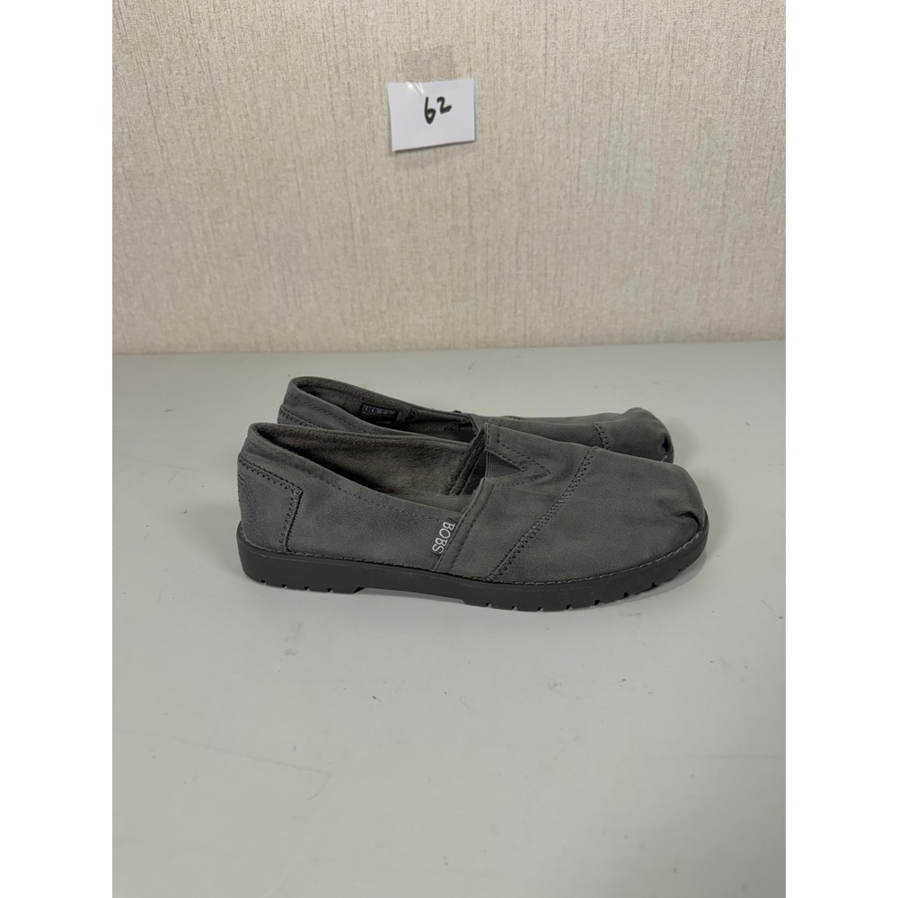 Skechers BOBS Chill Luxe Gray Faux Fur Lined Slip On Shoes 113352 Womens 9